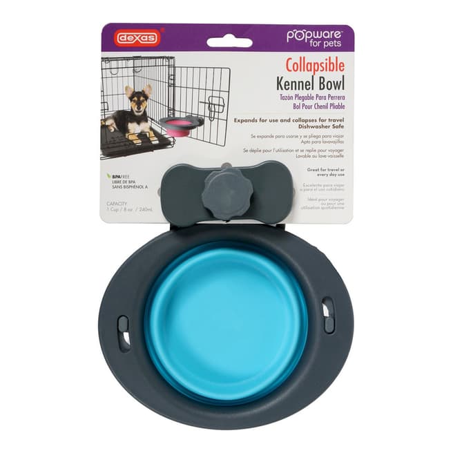 Dexas Blue Popware Collapsible Small Kennel Bowl 1 Cup/8oz