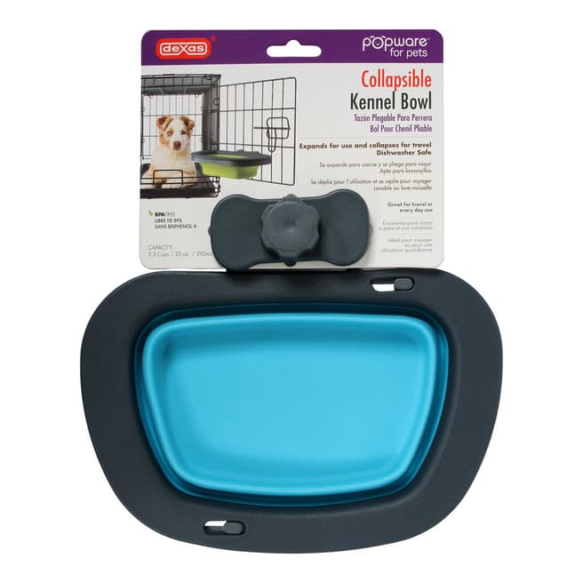 Dexas Blue Popware Collapsible Large Kennel Bowl 2.5 Cup/20oz