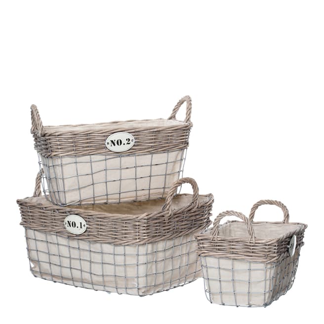 Premier Housewares Set of 3 Lida Storage Baskets, Willow