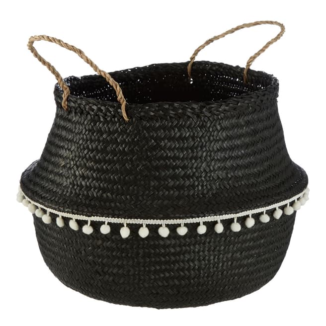 Premier Housewares Seagrass Large Basket, Black