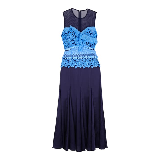 Three Floor Cornflower Blue/Navy Magic Heart Dress