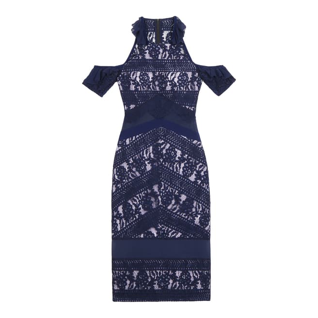 Three Floor Navy/Lilac Inky Dress