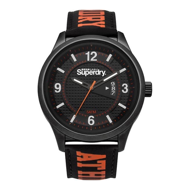 Superdry Matte Black With An Upper Dial Nylon Watch