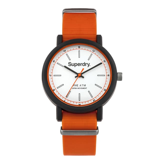 Superdry Matt White  Orange Silicone  Watch