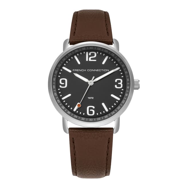 French Connection Matte Grey Dial Padded Leather  Watch