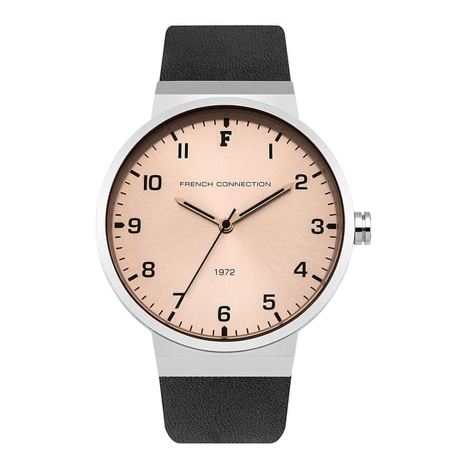 French Connection Silver Sunray  Leather Watch
