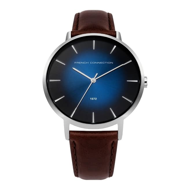 French Connection Blue Sunray Croc Pattern Leather Watch