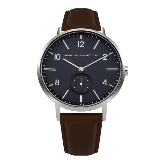 French Connection Matte Navy Dial Leather Watch