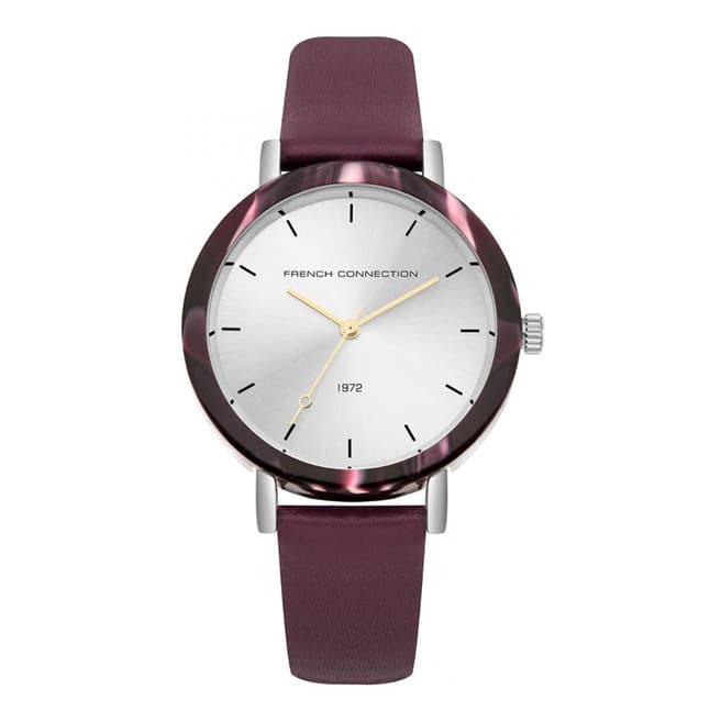 French Connection Brushed Silver Dial Leather Watch