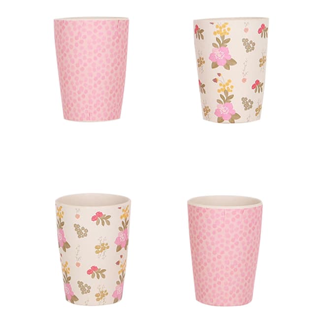 Love Mae Bamboo 4 pc Tumbler Set - Floral and Pink