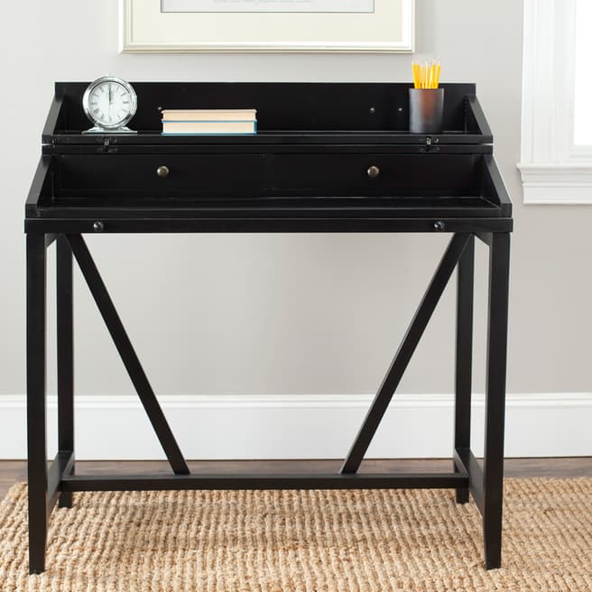 Safavieh Fulton Writing Desk With Pull Out Shelves, Black