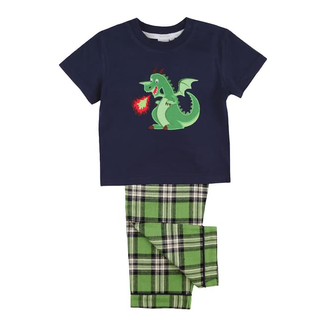 Mini Vanilla Boy's Navy, Green Dragon Pyjama