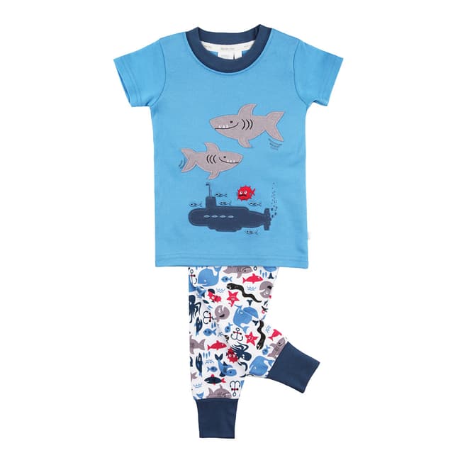Mini Vanilla Boy's Blue Shark Slim Fit Pyjama