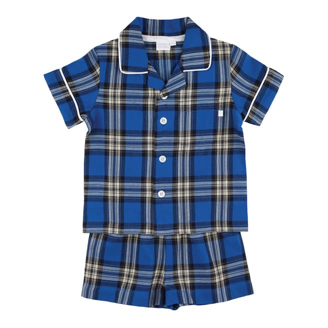 Mini Vanilla Boy's Blue Check Traditional Shortie Pyjama
