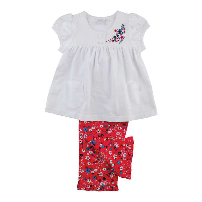 Mini Vanilla Girl's White, Red Floral Pyjama