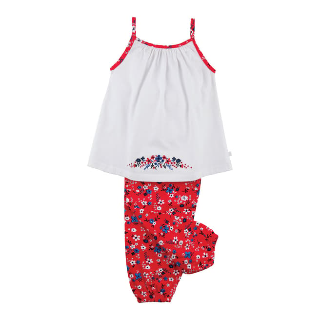 Mini Vanilla Girl's White, Red Floral Pyjamas