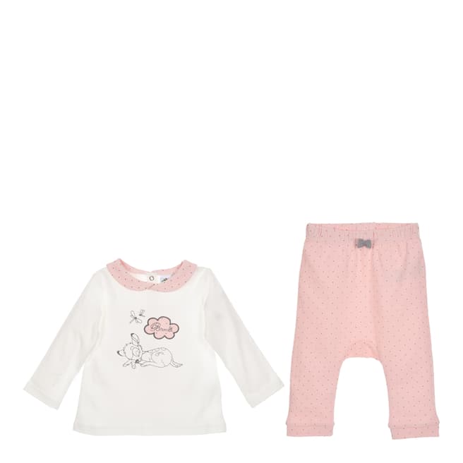 Disney Girls Pink and White Top and Trouser Set
