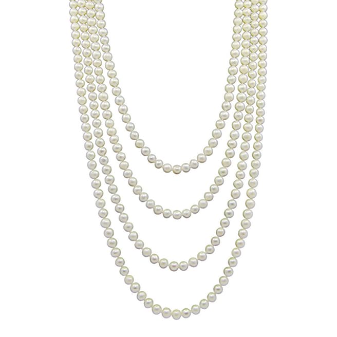 Chloe Collection by Liv Oliver White Endless Long Pearl Necklace