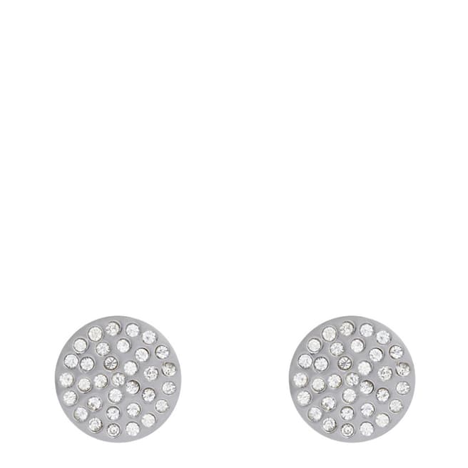 Liv Oliver Silver Pave Crystal Disc Earrings