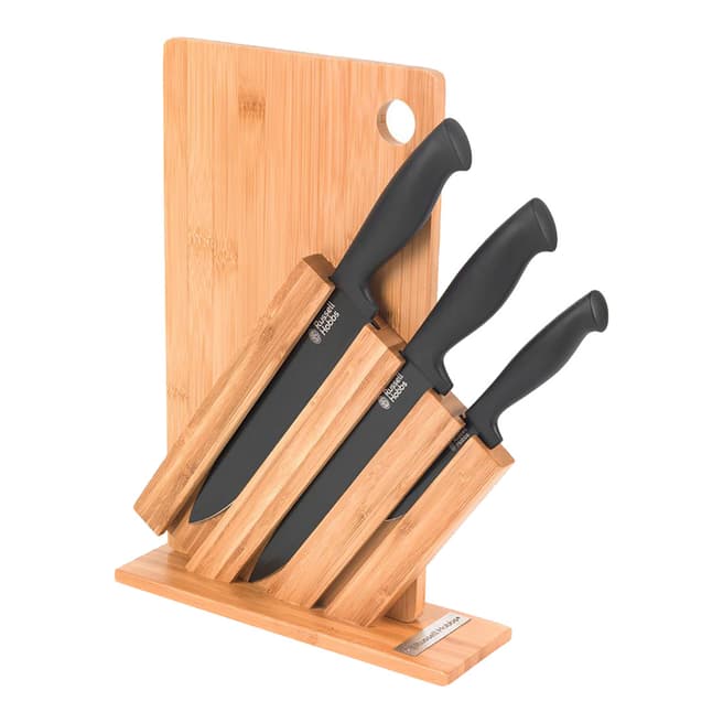Russell Hobbs Kitchen Bamboo Knife Block and Chopping Board Set