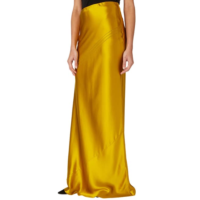 Amanda Wakeley Yellow Bias Silk Satin Skirt