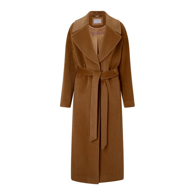 Grace & Oliver Camel Virgin Wool Eden Belted Maxi Coat