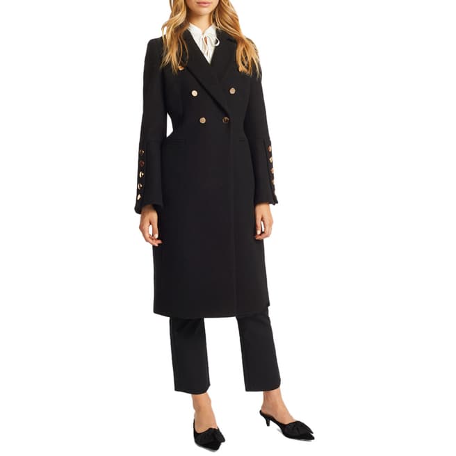 Grace & Oliver Black Wool and Cashmere Blend Layla Tailored Button Coat