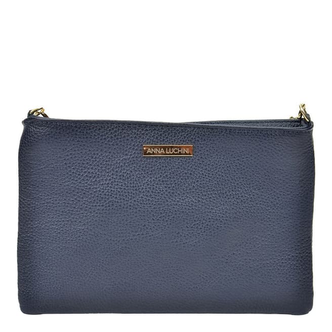 Anna Luchini Blue Leather Shoulder Bag