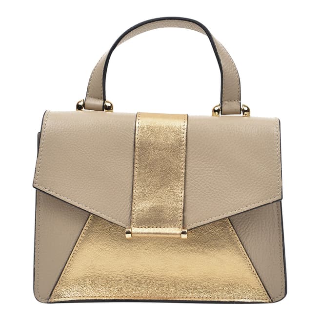Anna Luchini Beige / Gold Leather Shoulder Bag