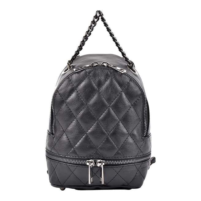 Roberta M Black Quilt Detail Leather Backpack