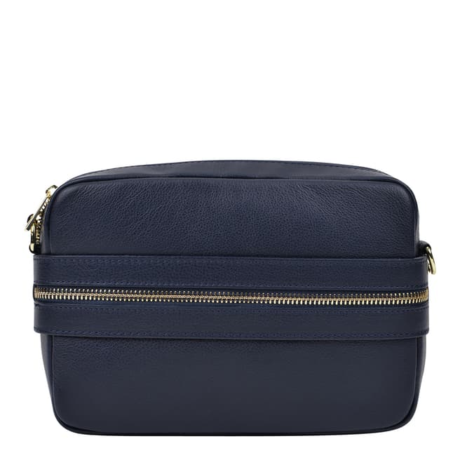 Roberta M Dark Blue Leather Shoulder Bag