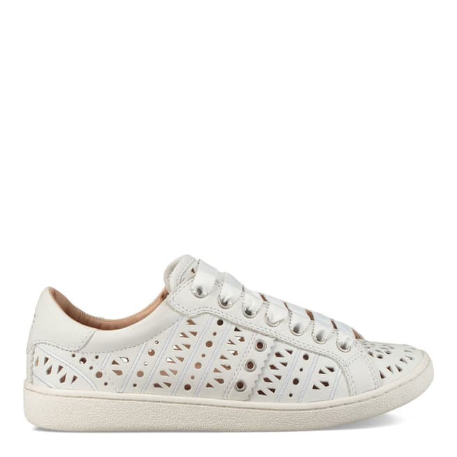 UGG White Leather Milo Perforated Sneakers 