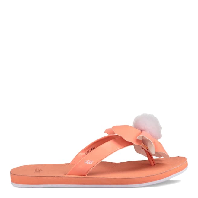UGG Fusion Coral Shearling Trim Luxe Flip Flops