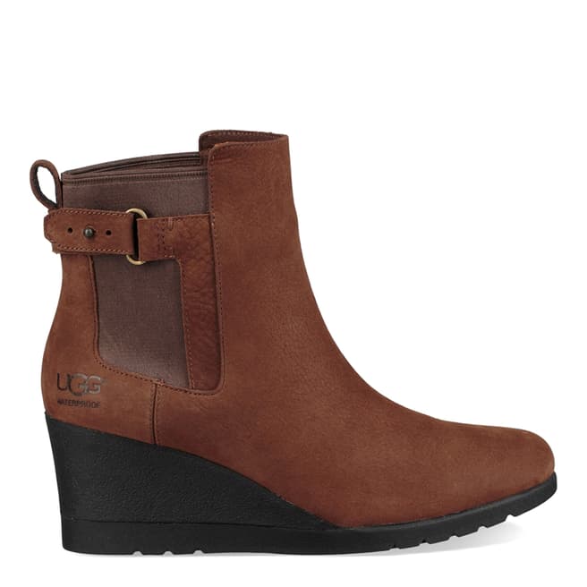 UGG Brown Indra Wedge Heel Ankle Boot