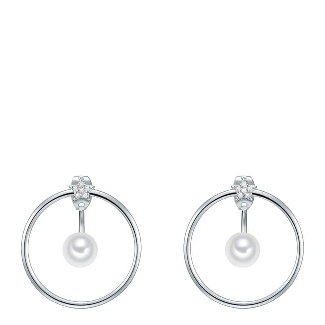 Perldesse Silver Organic Shell Pearl Hoop Earrings 6mm