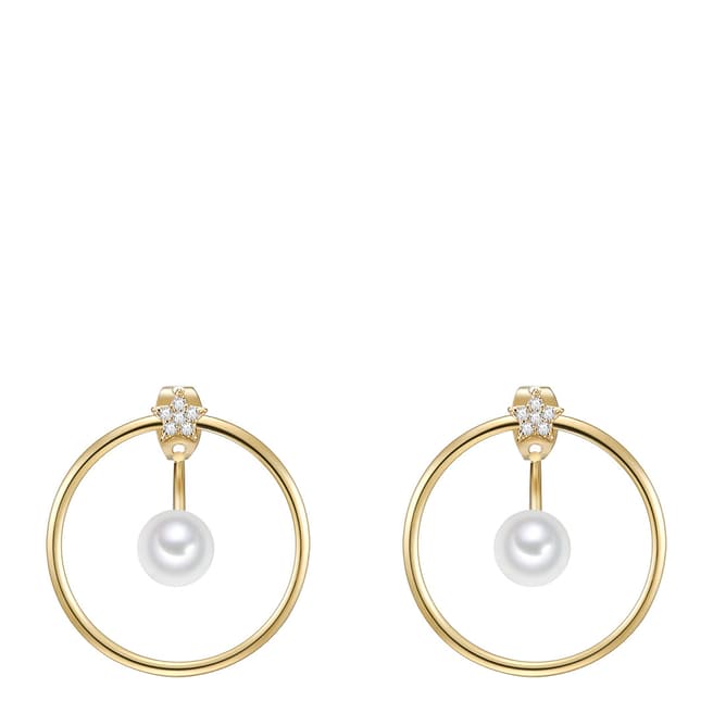 Perldesse Yellow Gold Organic Shell Pearl Hoop Earrings 6mm