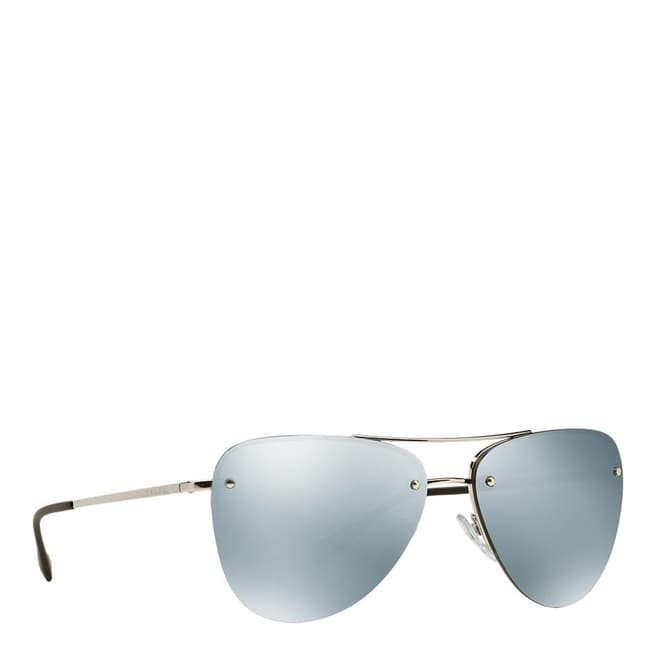 Prada Men's Silver/Green Prada Aviator Sunglasses 57mm