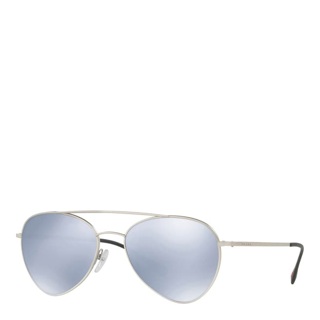 Prada Unisex Silver Prada Aviator Sunglasses 57mm