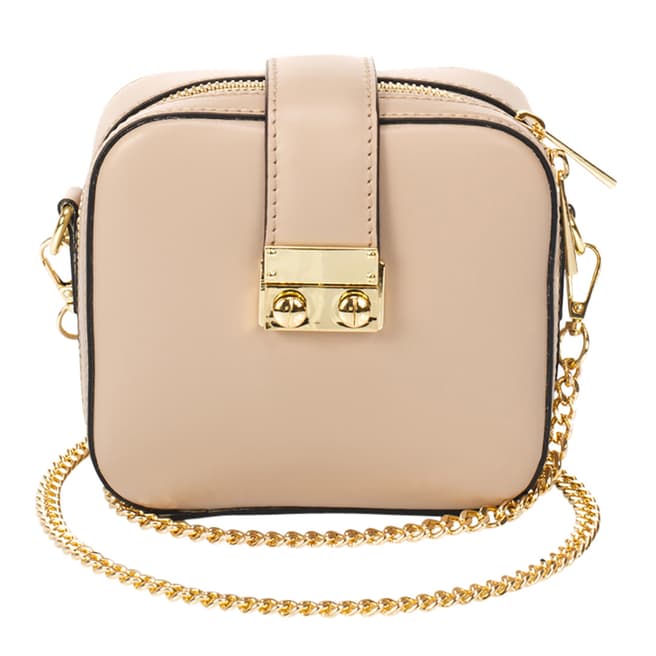 Giulia Massari Blush / Gold Chain Leather Crossbody Bag