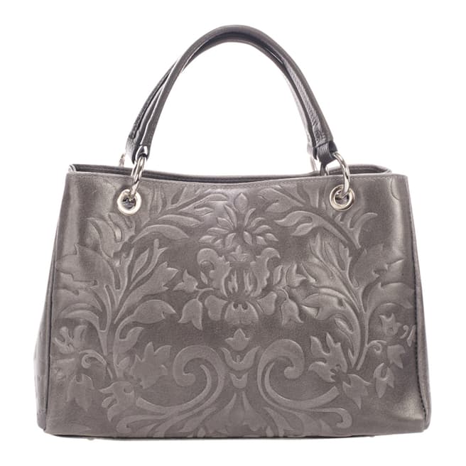 Massimo Castelli Grey Leather Embossed Top Handle Bag