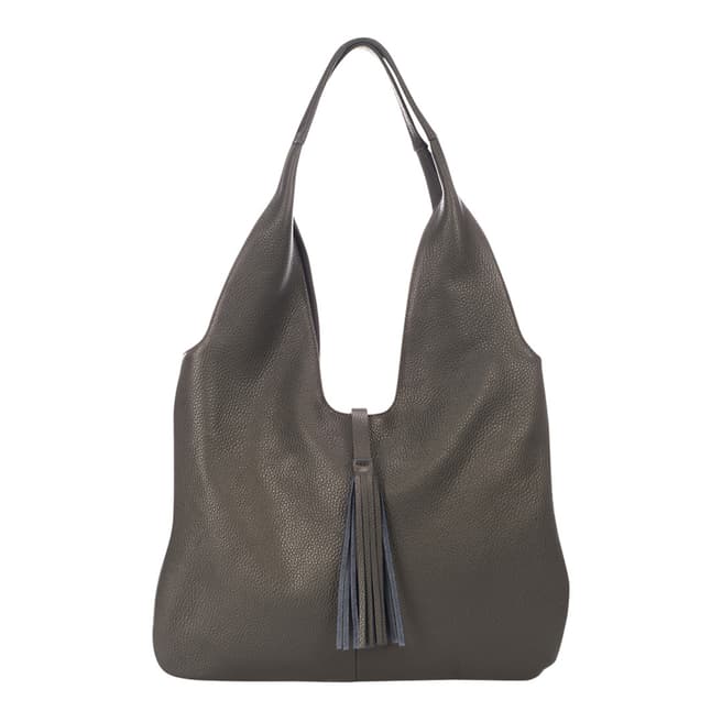 Massimo Castelli Grey Leather Tassel Hobo Bag