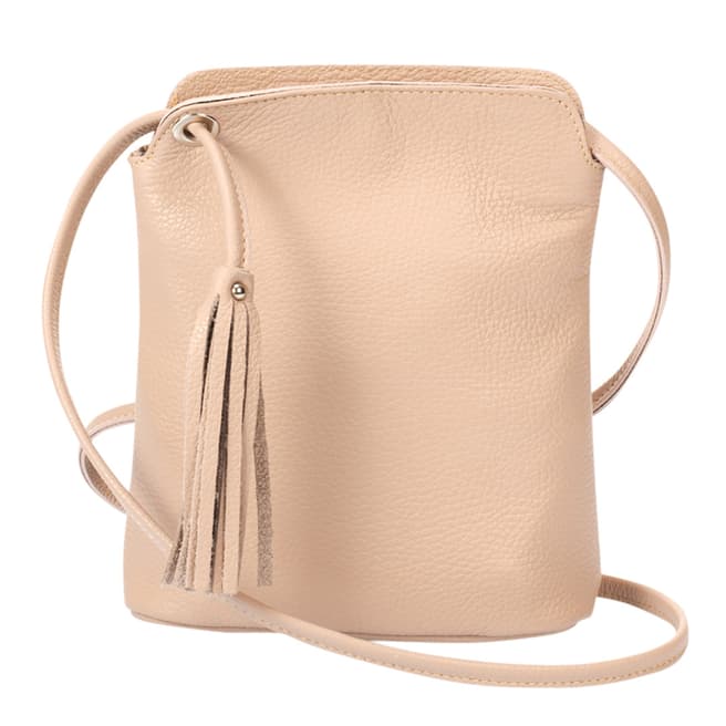 Massimo Castelli Blush Leather Tassel Crossbody Bag