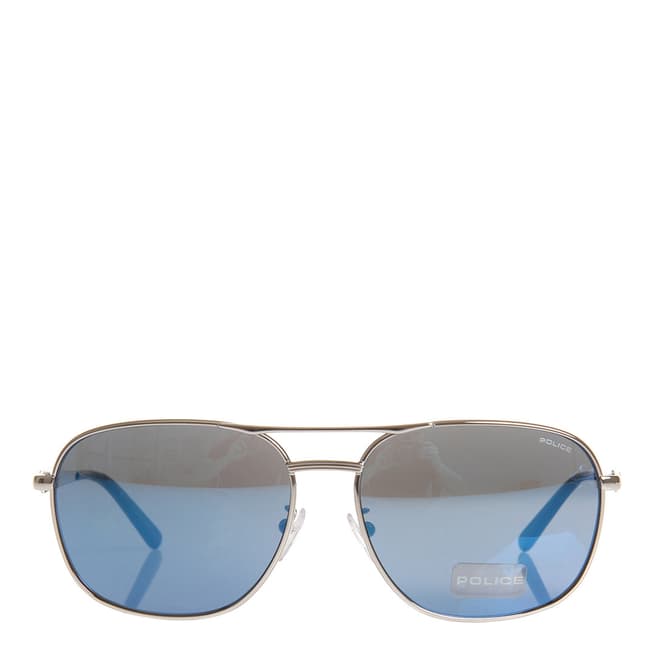 Police Men's Silver / Blue Mirrored Police Sunglasses 59mm