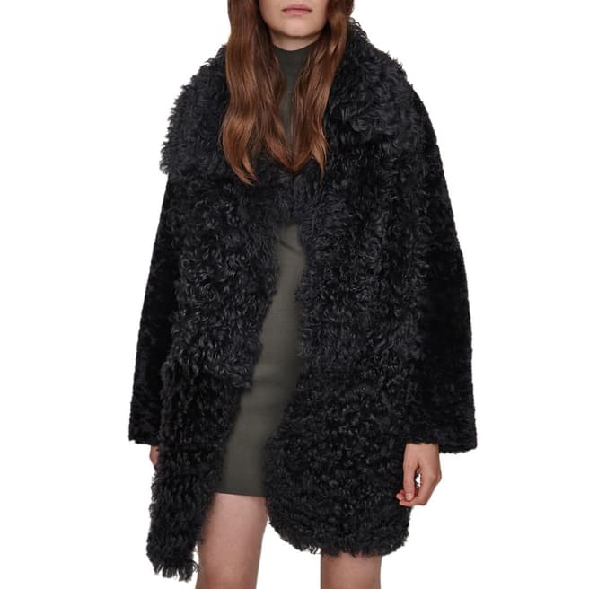Gushlow & Cole Dark Grey Relaxed Fit Mixed Shearling Coat