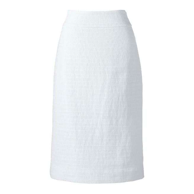 Lands End White Regular Woven Textured Pencil Skirt