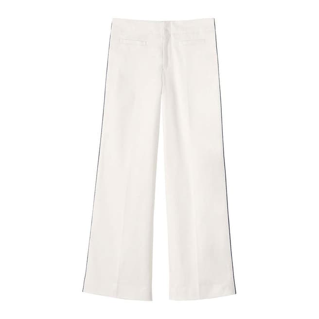 Lands End Ivory Twill Wide Leg Trousers in Twill