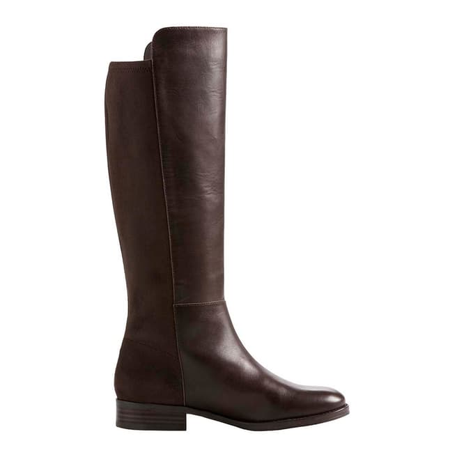 Lands End Dark Chocolate Brown Leather/Stretch Boots