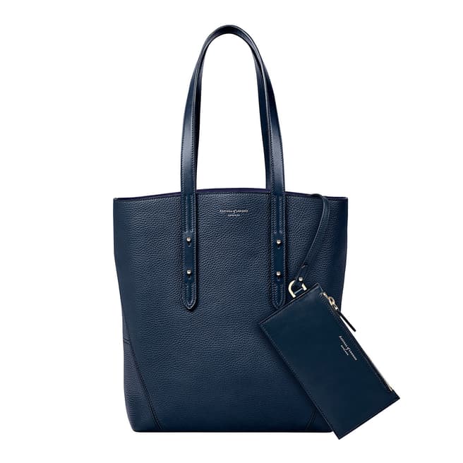 Aspinal of London Navy Essential Pebbled Tote