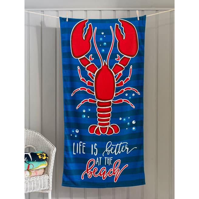 Deyongs Lobster Printed Velour Beach Towel