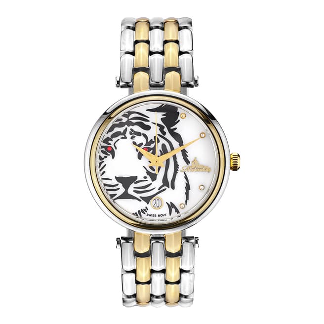 Richtenburg Women's Silver Gold Stainless Steel Tiger Quartz Watch